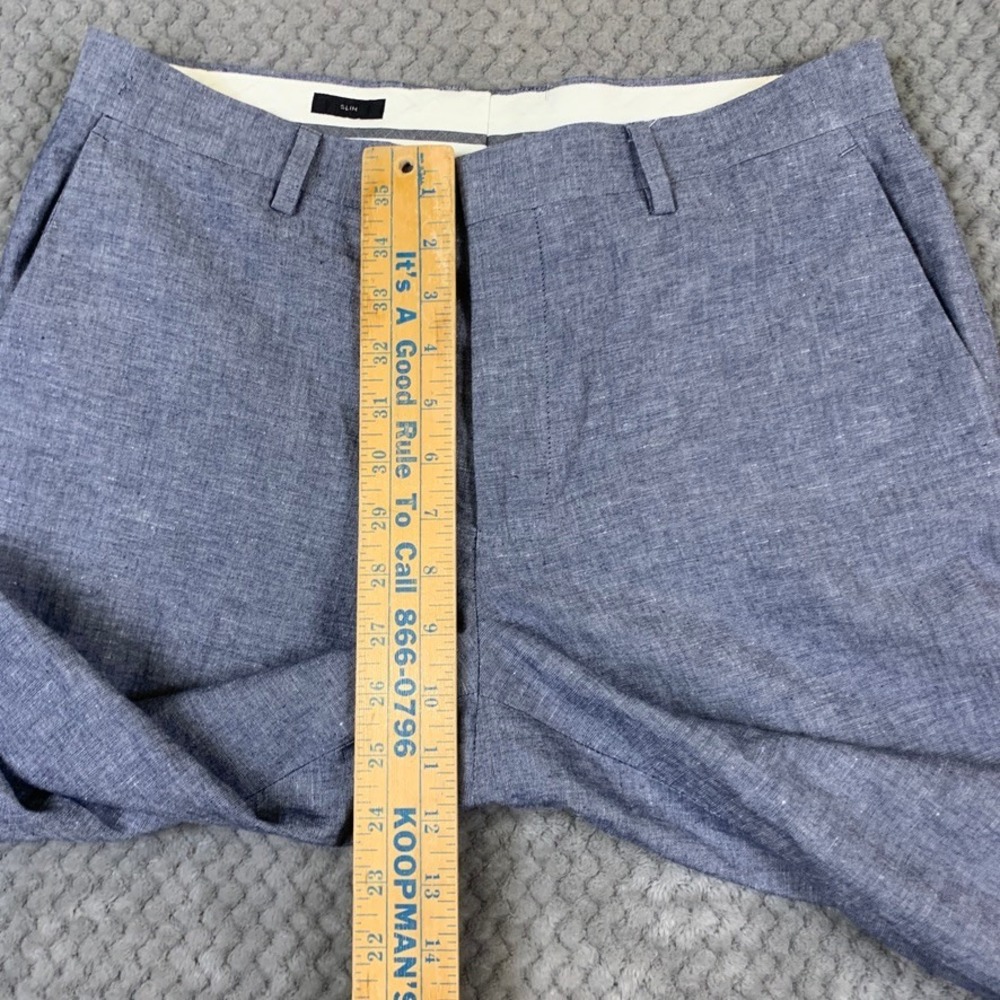 J.Crew Ludlow Slim Pant Men 32x30 (Hemmed to 27) Blue Cotton Linen Somelos H4161 - Picture 6 of 11